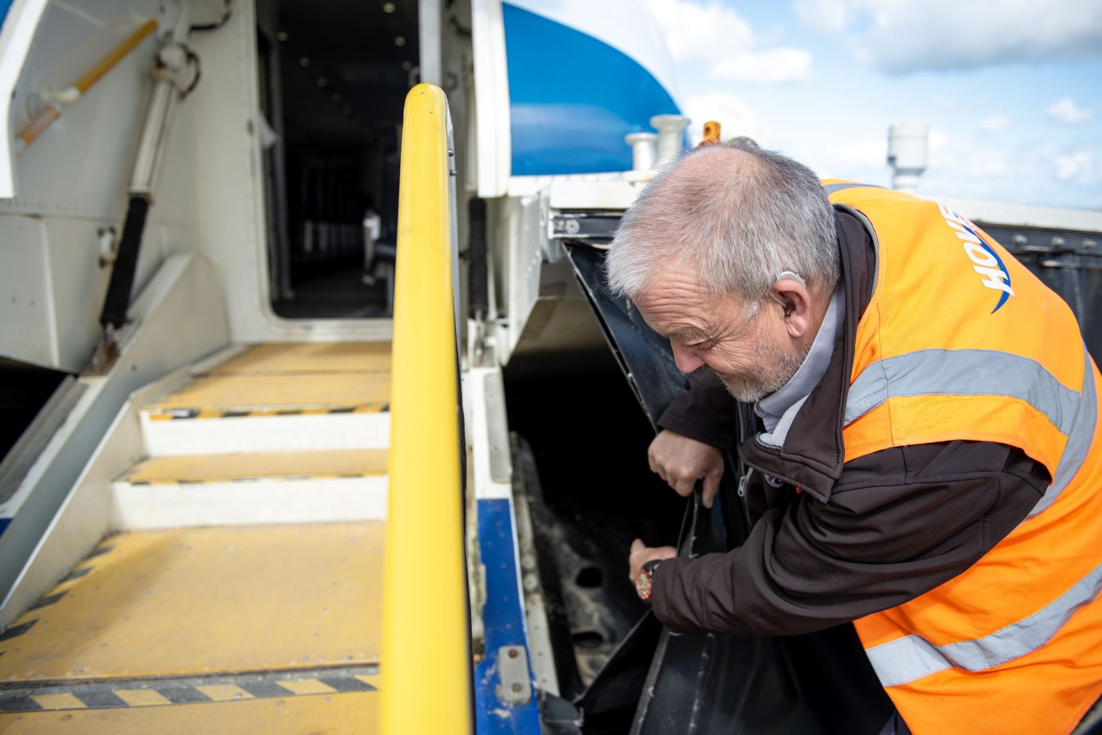 Mike from Hovertravel doing a behind-the-scenes tour